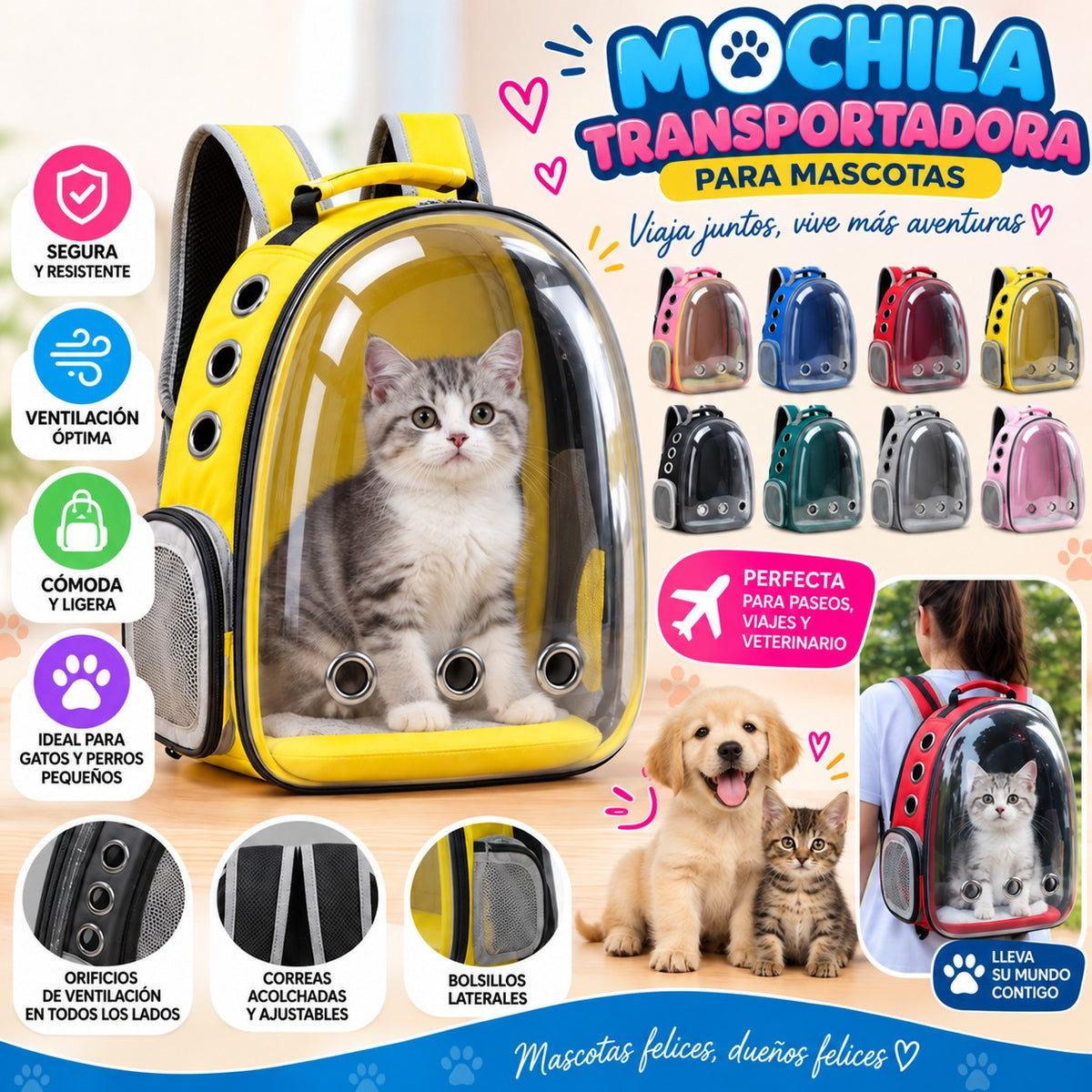 Mochila para mascotas 🐶😸 - Lleva a tu engreído contigo ❤️